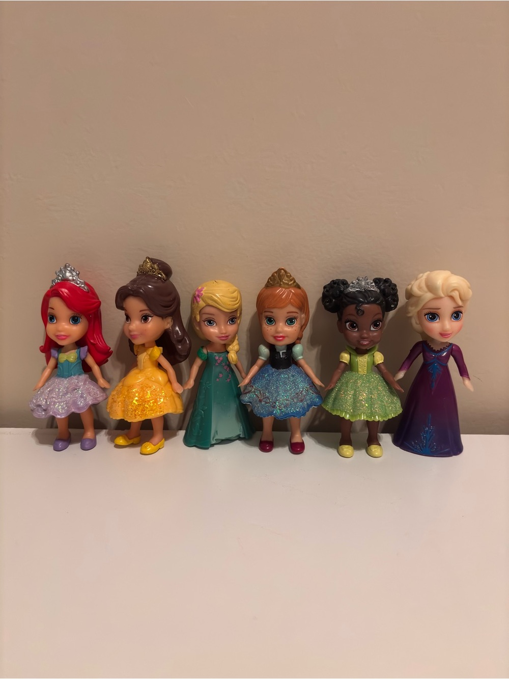 Disney Mini Princess Dolls Set - Red, Yellow, Teal, Blue, Green, Purple